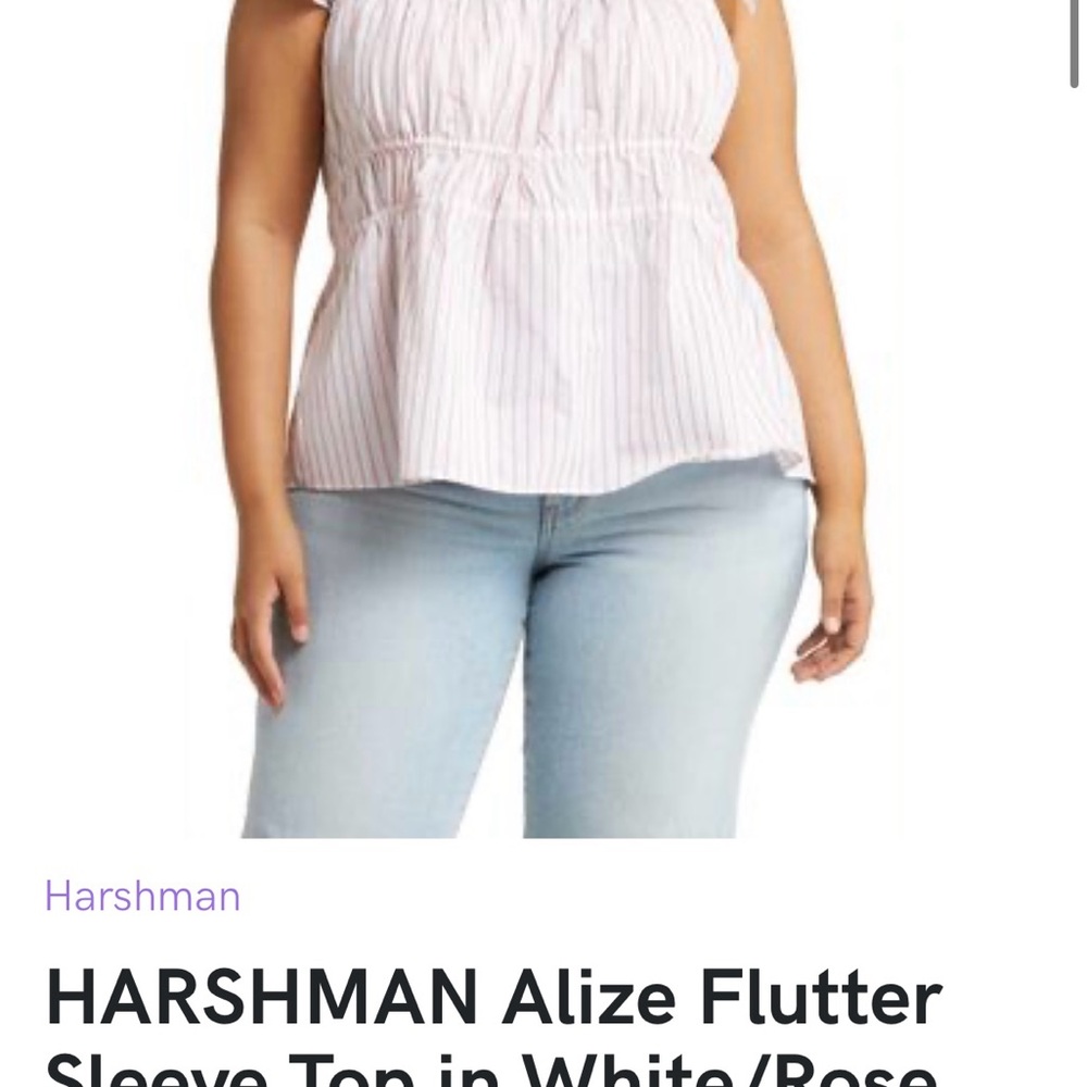 Nwt Harshman Alize Flutter Sleeve Top In White/Ro… - image 4